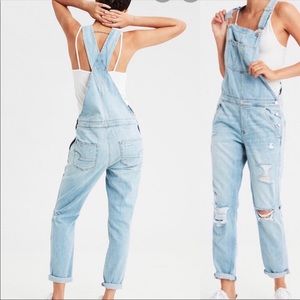 American Eagle Distressed Overalls